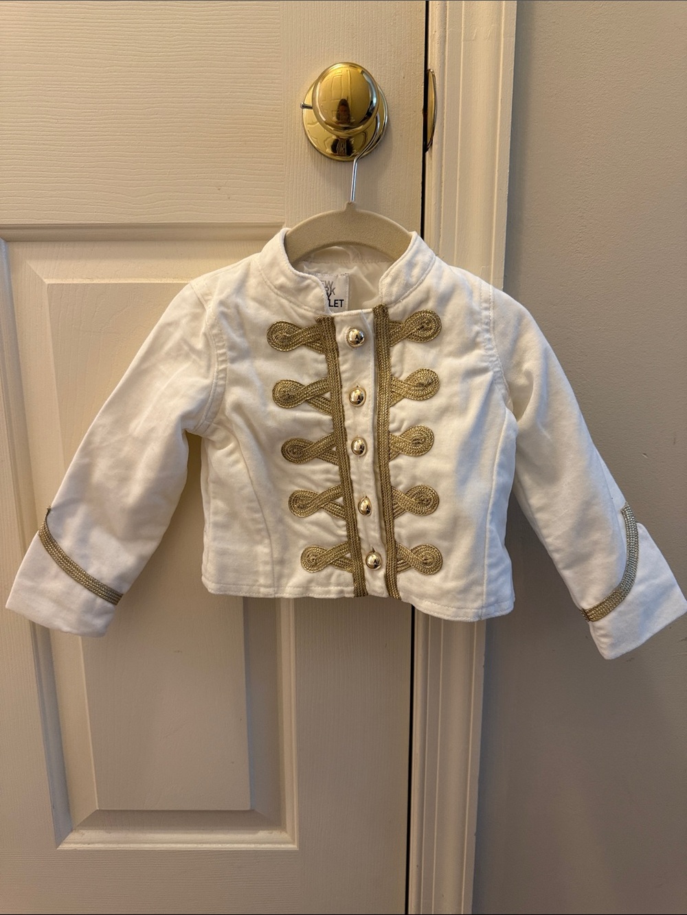 White & Gold Military-Style Kids Jacket
